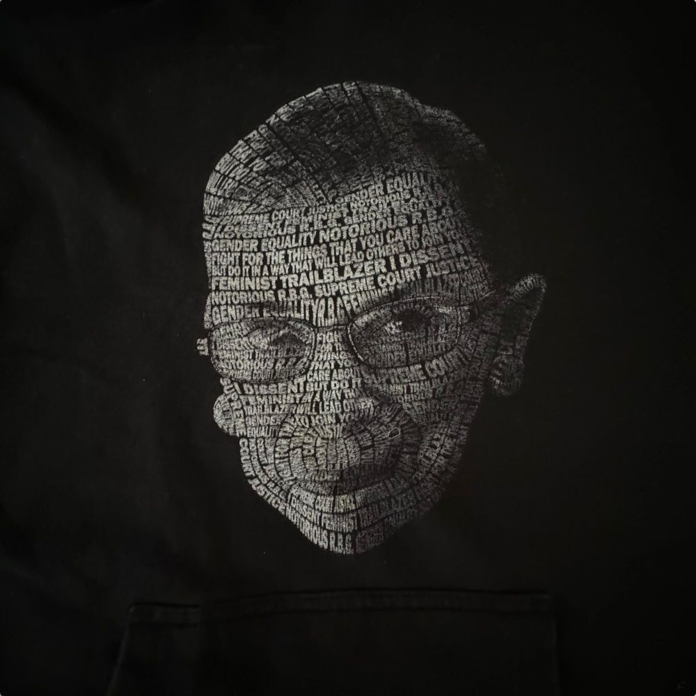 Ruth Bader Ginsburg Emoticon Graphic Face Black Sweatshirt Hoodie Sz S